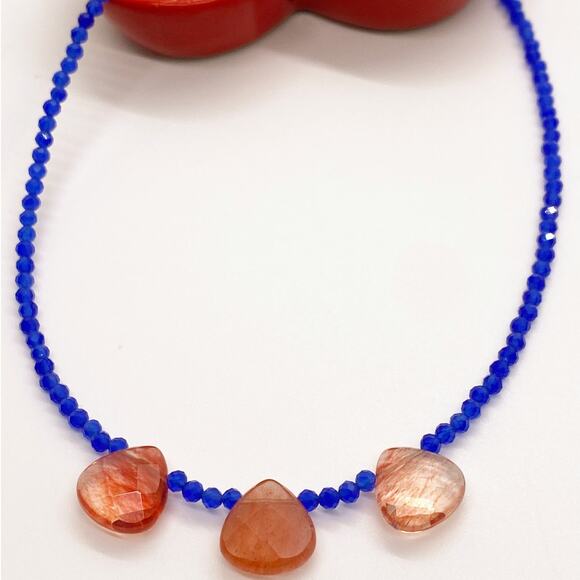 NEW Blue and Pink Crystal Layering Necklace - Picture 12 of 16